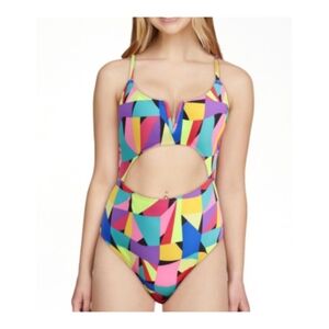 No Boundaries Multicolor Geometric One Piece Swimsuit / Swimwear